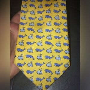 Budd Shirtmakers London  yellow with blue whales necktie silk
